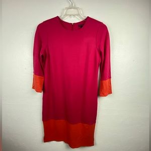 Black Label by Chico's Shift Dress Size M Block Color Pink Long Sleeve